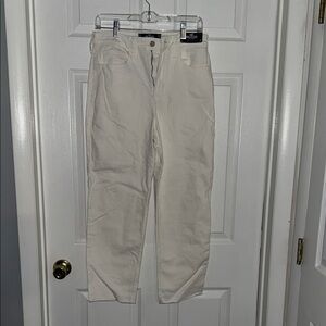 Cream/White Straight-Leg Jeans